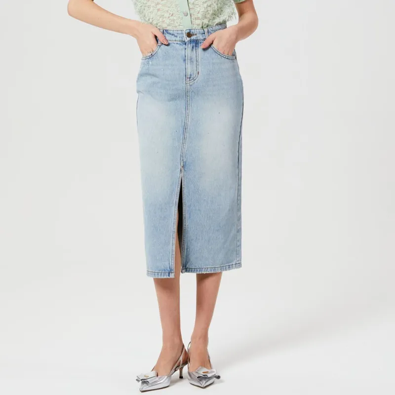 NINE WEST Denim Long Skirts Women's Denim Blue-1
