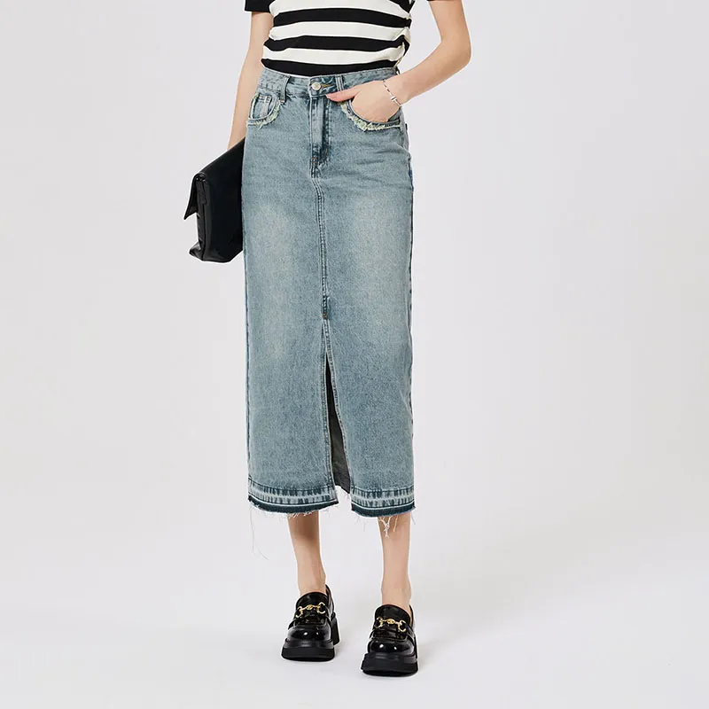 NINE WEST Denim Long Skirts Women's Blue-2
