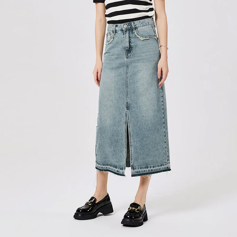 NINE WEST Denim Long Skirts Women's Blue-3