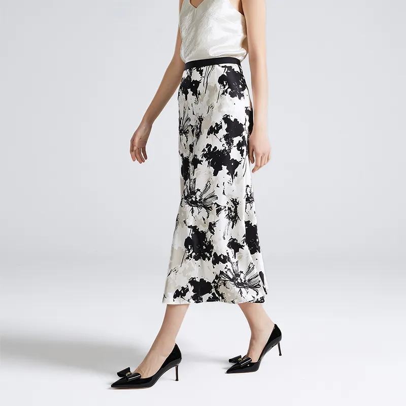 NINE WEST Casual Long Skirts Women's Black White-4