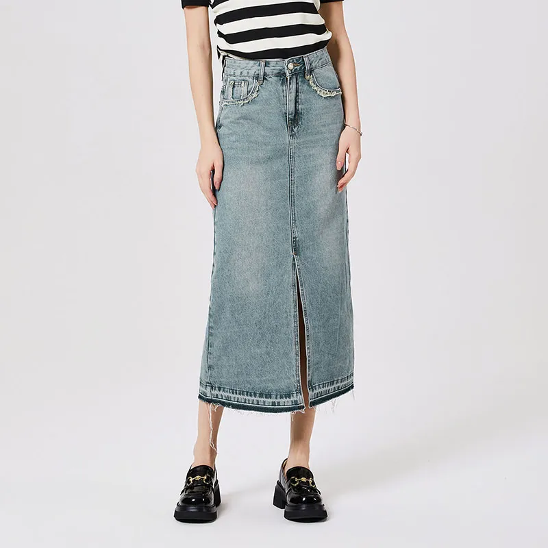 NINE WEST Denim Long Skirts Women's Blue-4