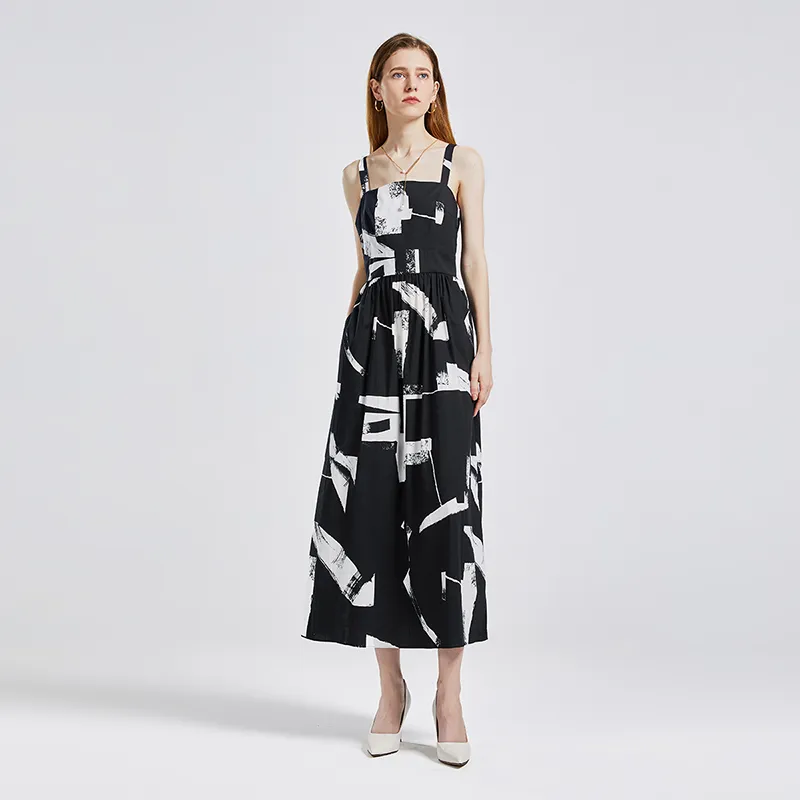 NINE WEST Slip Dress Women's Black With Floral Pattern-3