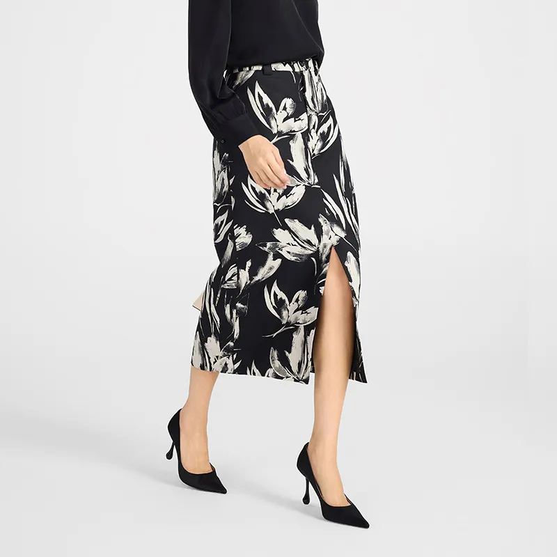 NINE WEST Casual Long Skirts Women's Black White-1