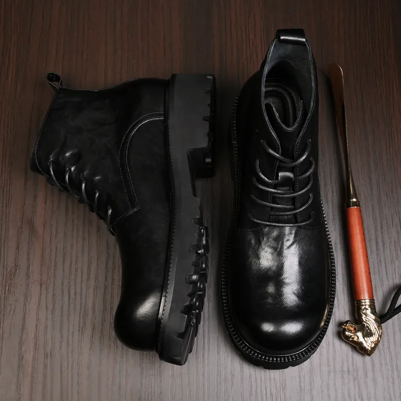 LEYGMENLG Ankle Boots 4cm Men's Black-2