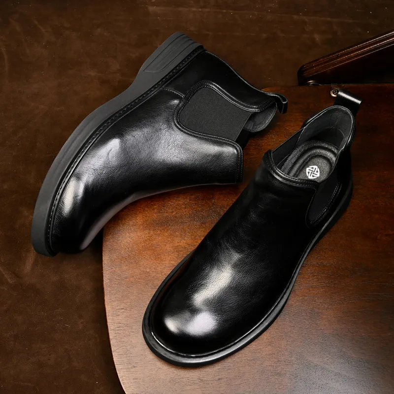 LEYGMENLG Short Chelsea Boots 3cm Men's Black-4