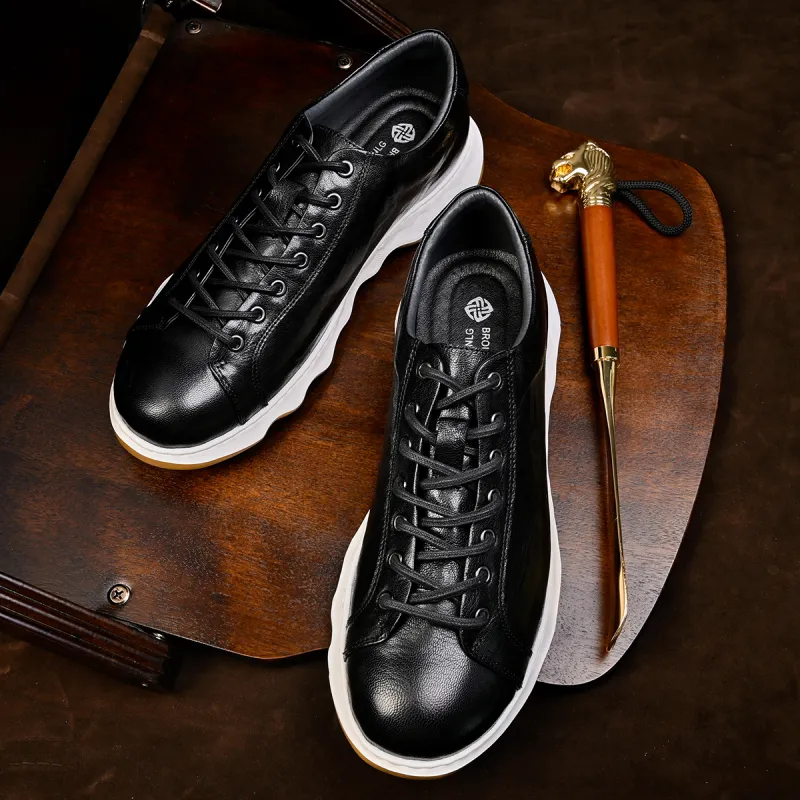LEYGMENLG Low Top Casual Shoes Men's Black-4