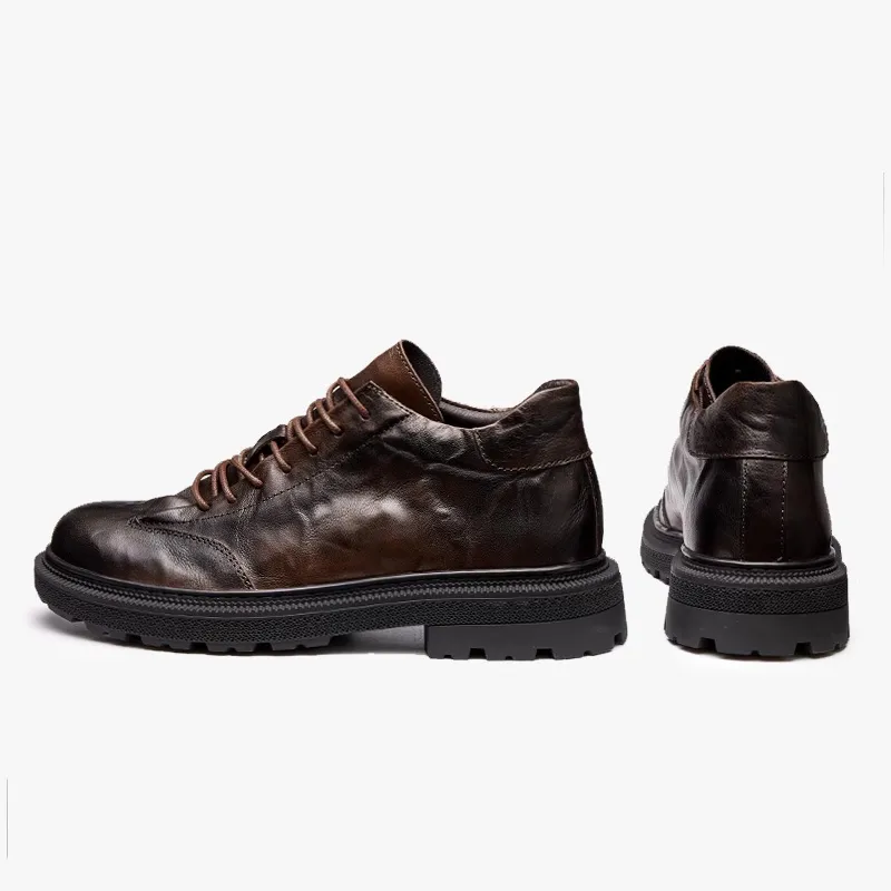 LEYGMENLG Men's Casual Shoes Men Low Top Brown-3