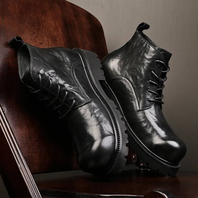 LEYGMENLG Ankle Boots 4cm Men's Black-4