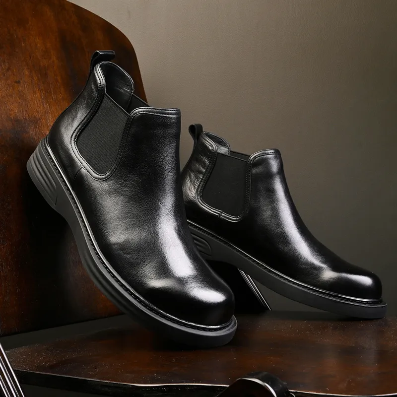 LEYGMENLG Short Chelsea Boots 3cm Men's Black-3
