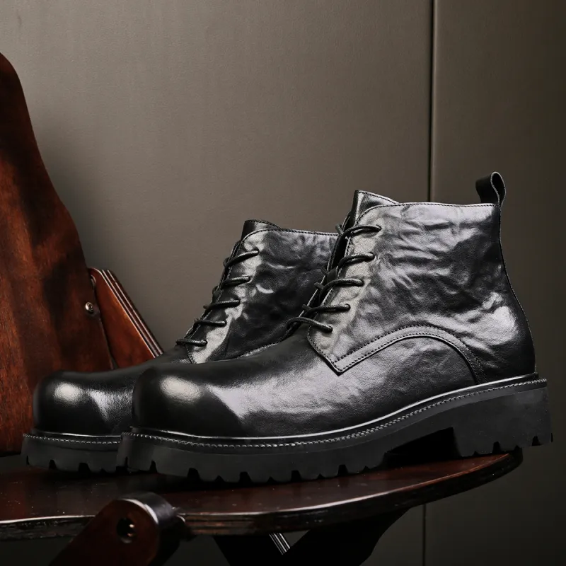 LEYGMENLG Ankle Boots 4cm Men's Black-1