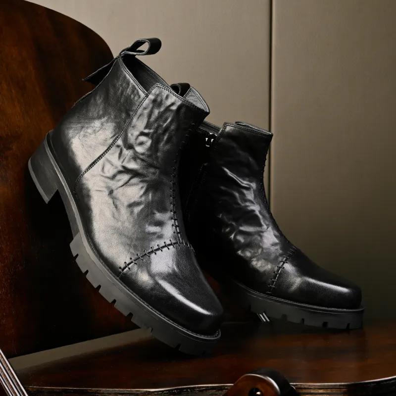 LEYGMENLG Ankle Boots 3cm Men's Black-4