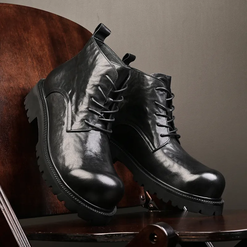LEYGMENLG Ankle Boots 4cm Men's Black-3