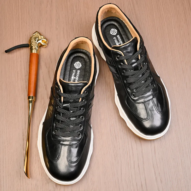 LEYGMENLG Low Top Casual Shoes Men's Black-2