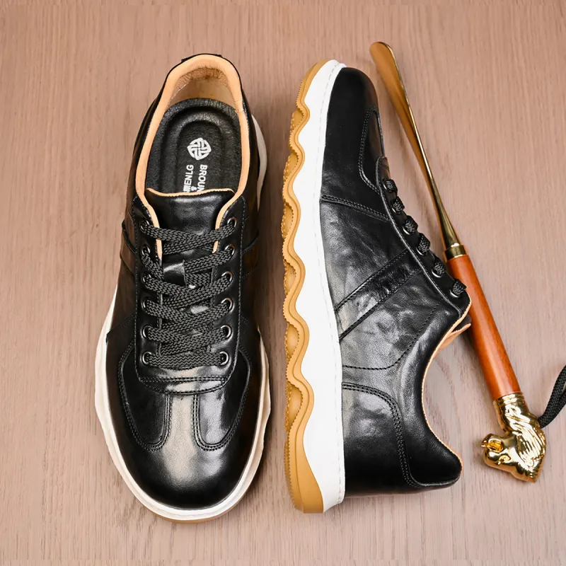 LEYGMENLG Low Top Casual Shoes Men's Black-3