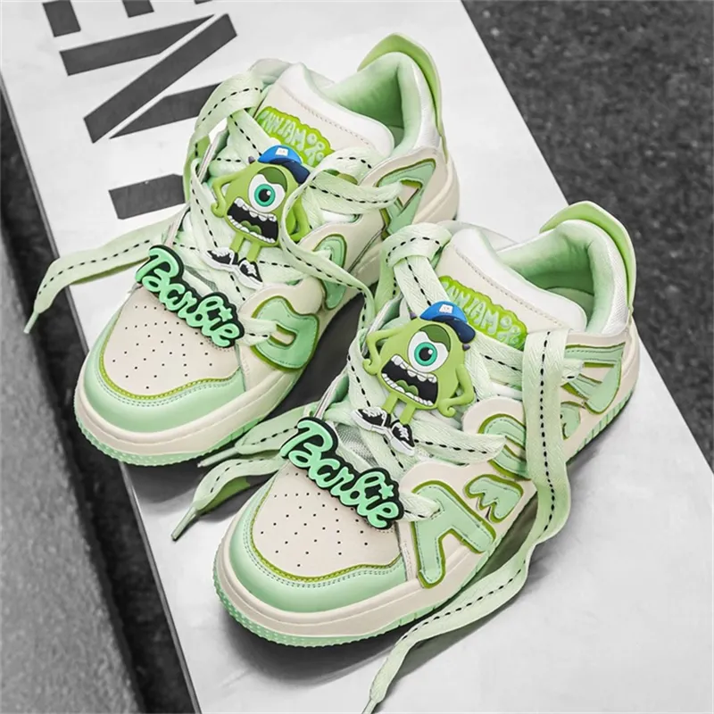 Crocodile Low-Top Skateboard Shoes Women's Green-5