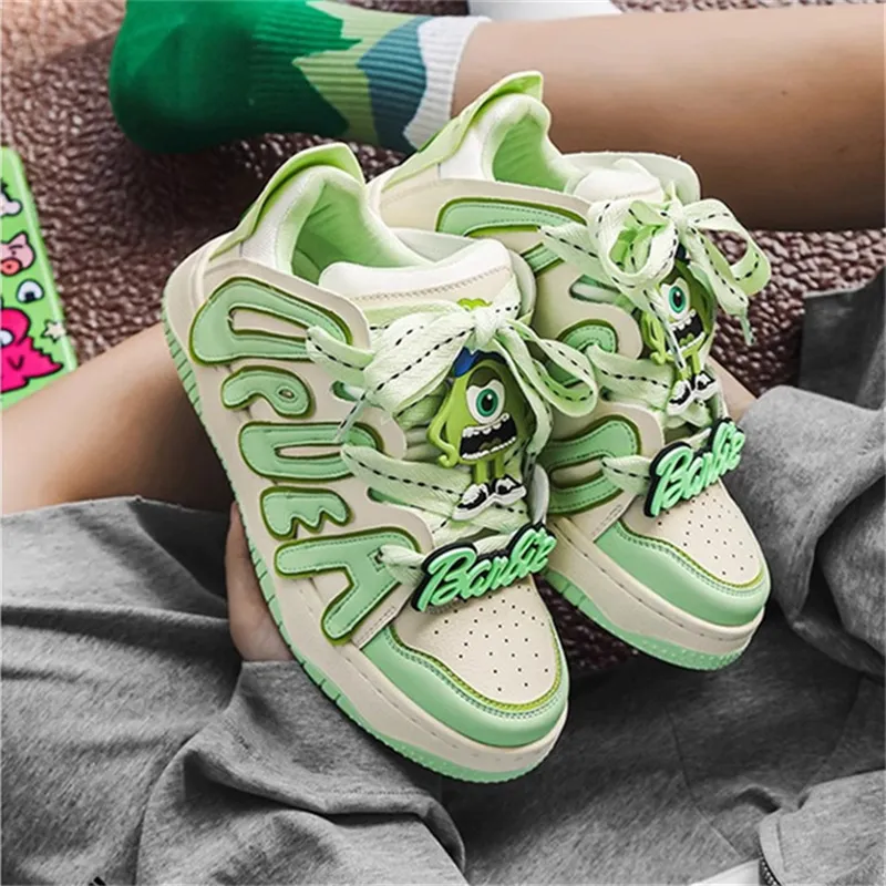 Crocodile Low-Top Skateboard Shoes Women's Green-3