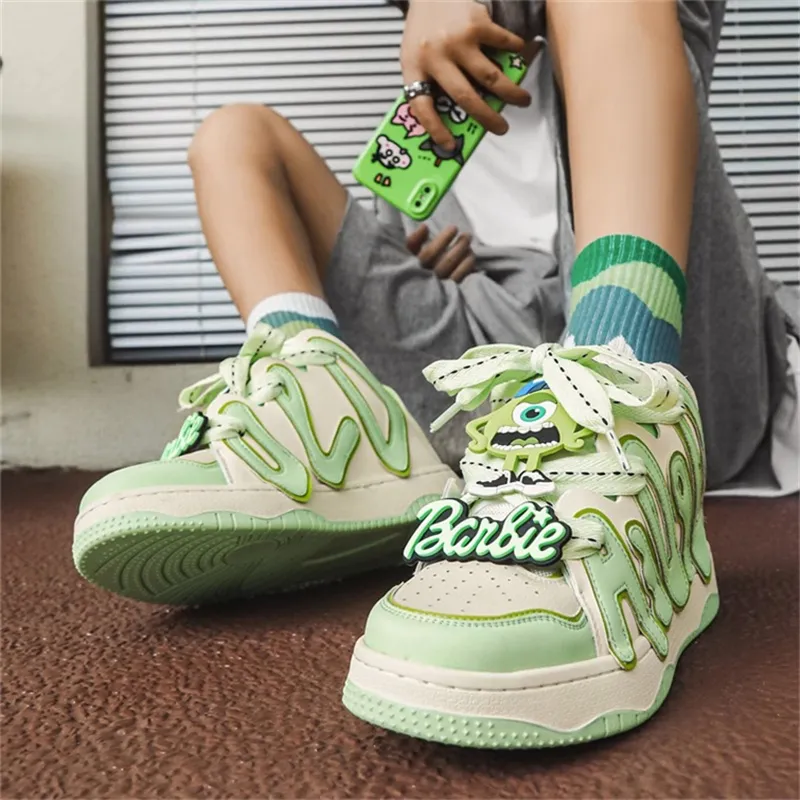 Crocodile Low-Top Skateboard Shoes Women's Green-1