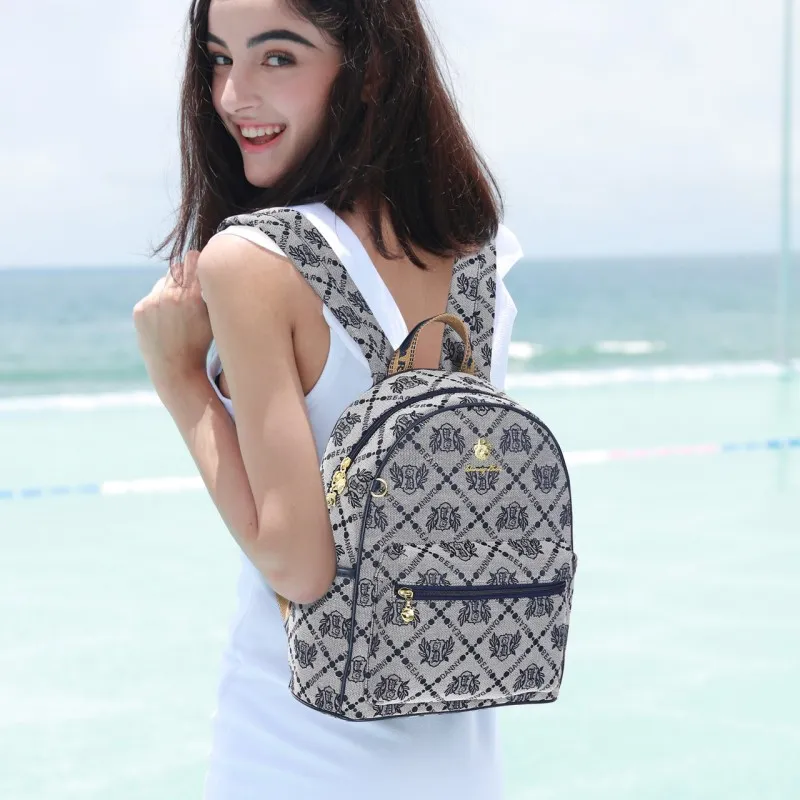 DANNYBEARJEANS Fabric Backpack Unisex Shield Bear Blue-3