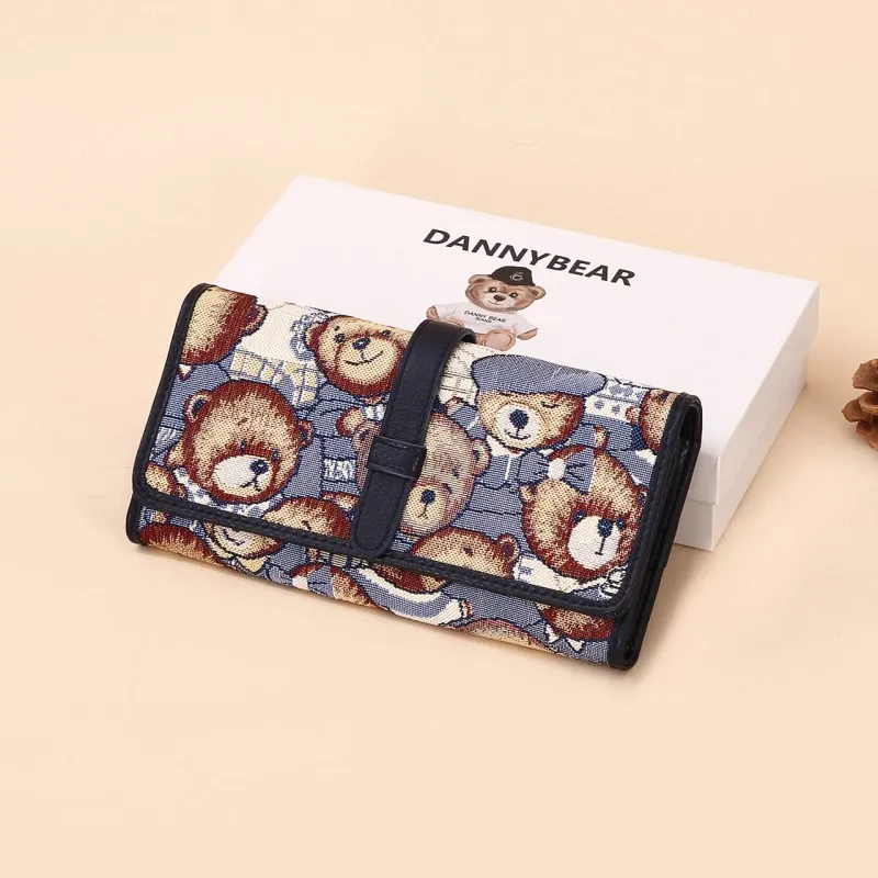 DANNYBEARJEANS Fabric Wallet Unisex Vintage Bear Blue/Gentleman Bear Red/Gentleman Bear Black/Rose Pink-4