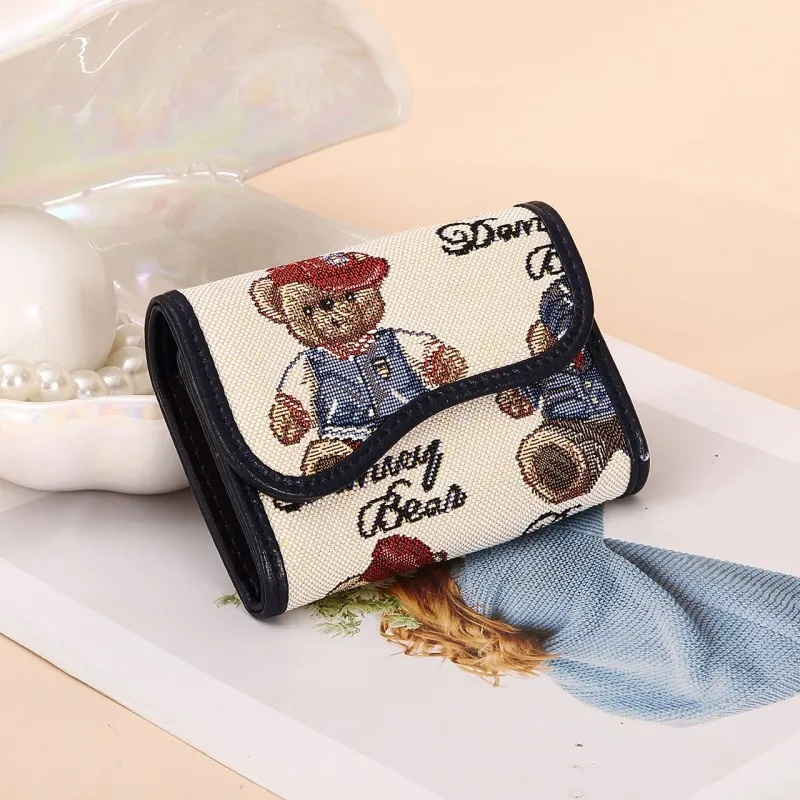 DANNYBEARJEANS Fabric Card Holder Unisex Vintage Bear Blue/Gentleman Bear Red/White Gentleman Bear Blue-5