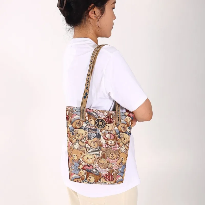 DANNYBEARJEANS Fabric Tote Bag, Shopping Bag, Shoulder Bag Women's Milan Bear-2