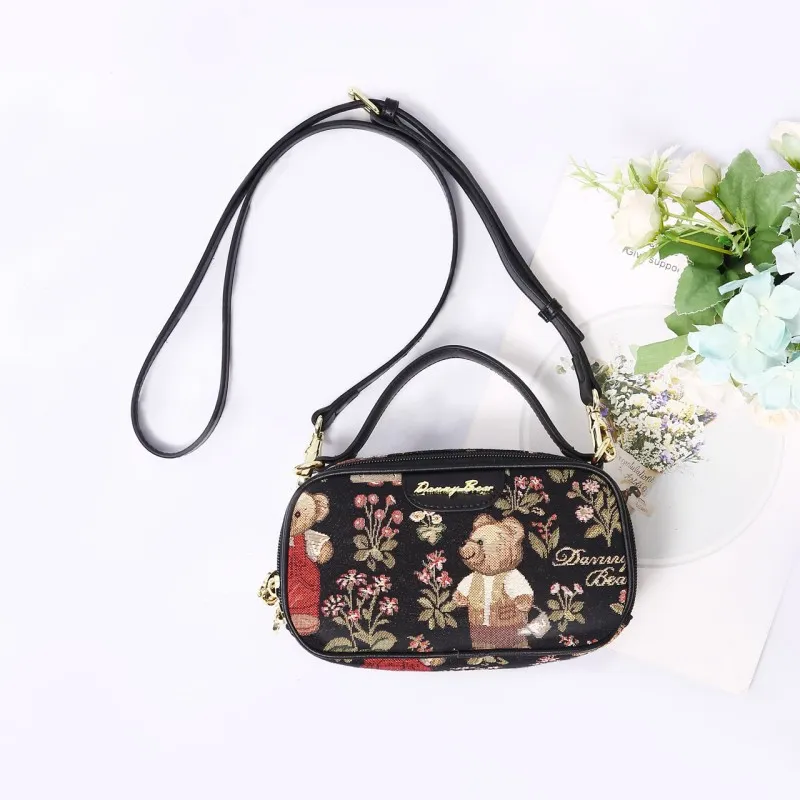 DANNYBEARJEANS Fabric Crossbody Cameras Handbag Unisex Bear Black/Bear White-8