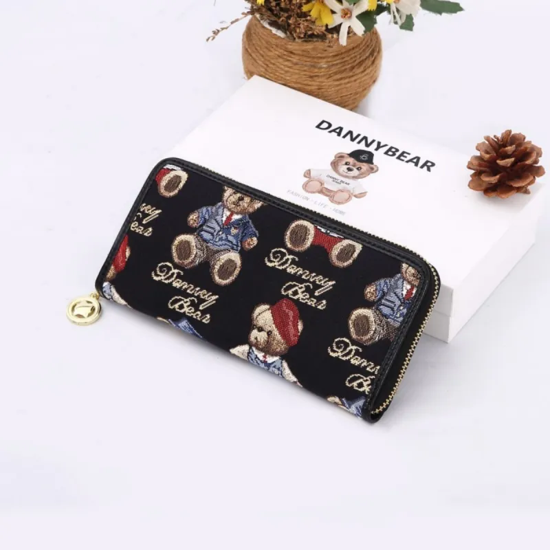 DANNYBEARJEANS Fabric Wallet Regular Unisex Vintage Bear Blue/Gentleman Bear Red/Gentleman Bear Black-6