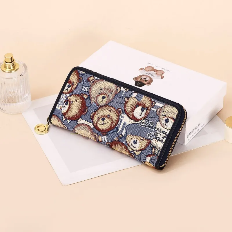 DANNYBEARJEANS Fabric Wallet Regular Unisex Vintage Bear Blue/Gentleman Bear Red/Gentleman Bear Black-2
