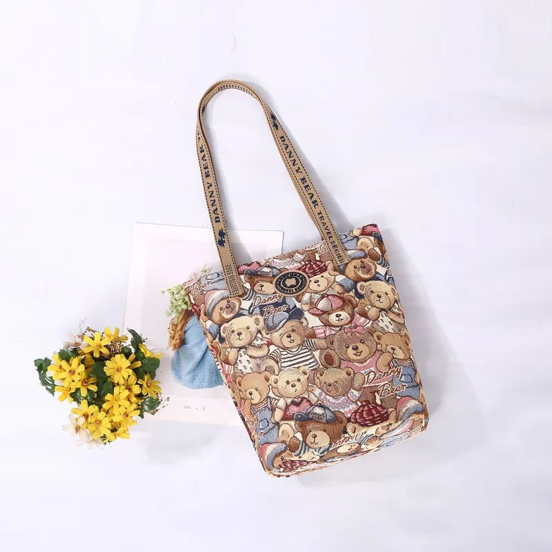 DANNYBEARJEANS Fabric Tote Bag, Shopping Bag, Shoulder Bag Women's Milan Bear-1