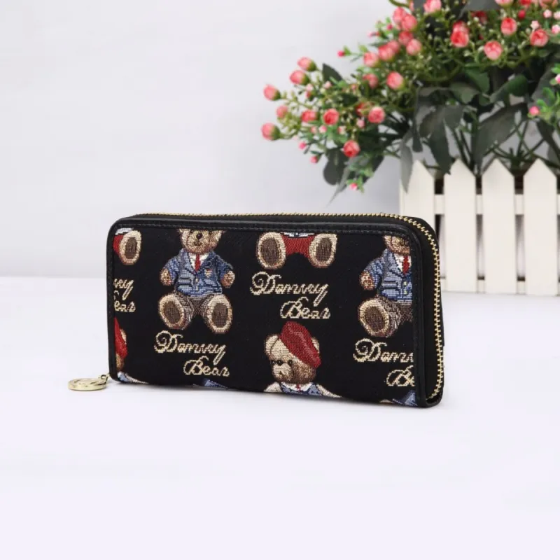 DANNYBEARJEANS Fabric Wallet Regular Unisex Vintage Bear Blue/Gentleman Bear Red/Gentleman Bear Black-7