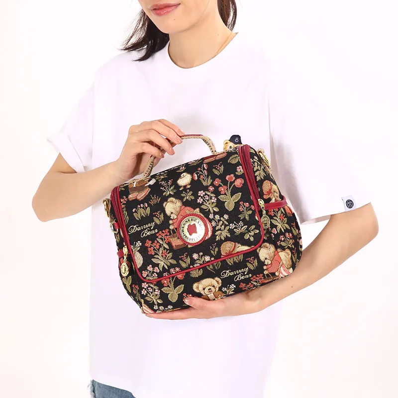 DANNYBEARJEANS Fabric Shoulder Bag, Crossbody Bag, Handbag Women's Secret Garden Bear Black/Secret Garden Bear White-4