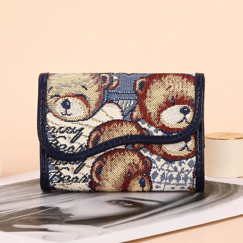 DANNYBEARJEANS Fabric Card Holder Unisex Vintage Bear Blue/Gentleman Bear Red/White Gentleman Bear Blue-1