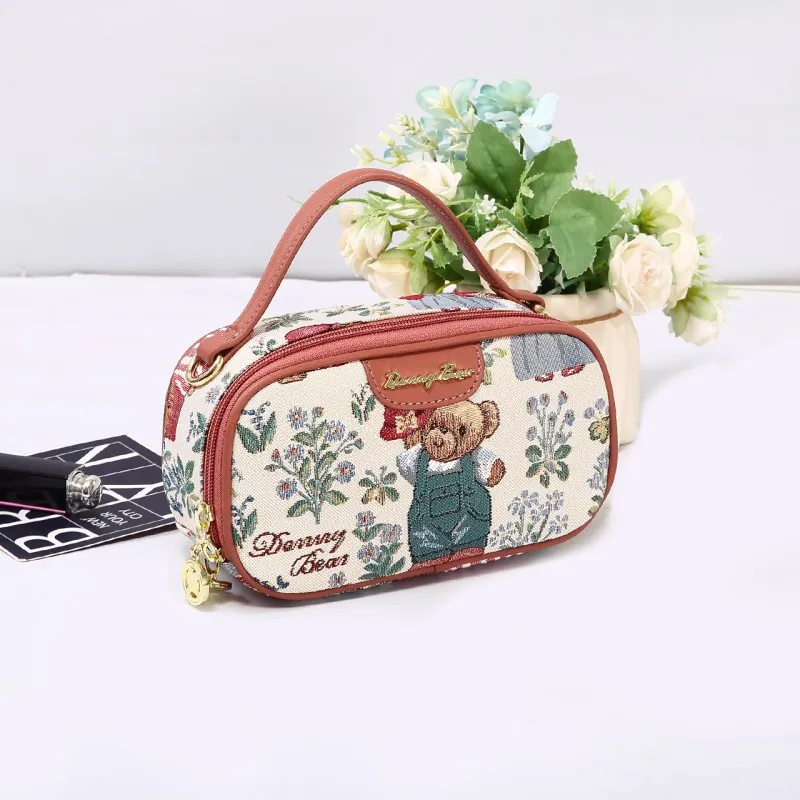 DANNYBEARJEANS Fabric Crossbody Cameras Handbag Unisex Bear Black/Bear White-2
