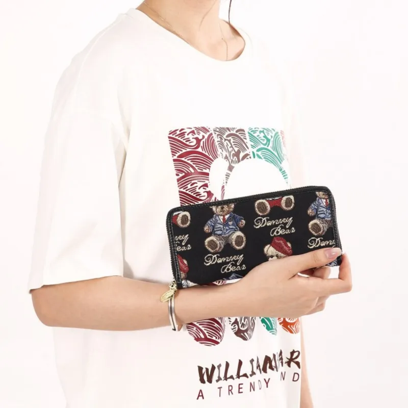 DANNYBEARJEANS Fabric Wallet Regular Unisex Vintage Bear Blue/Gentleman Bear Red/Gentleman Bear Black-8