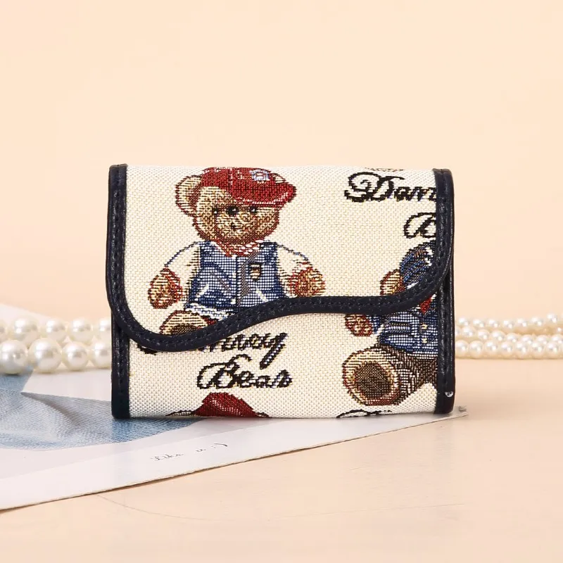 DANNYBEARJEANS Fabric Card Holder Unisex Vintage Bear Blue/Gentleman Bear Red/White Gentleman Bear Blue-6