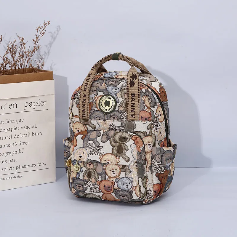 DANNYBEARJEANS Fabric Carry Backpack Regular Unisex Sile Bear Green-4