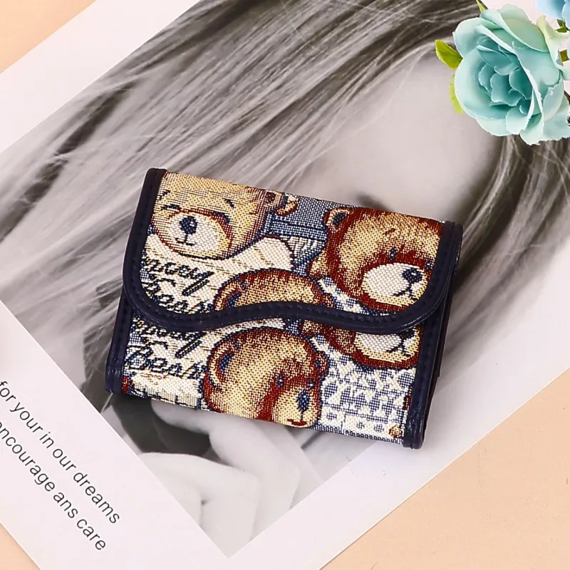 DANNYBEARJEANS Fabric Card Holder Unisex Vintage Bear Blue/Gentleman Bear Red/White Gentleman Bear Blue-2