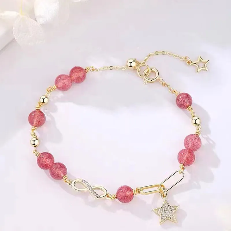 NRO Natural Strawberry Quartz Bracelets Women's-2