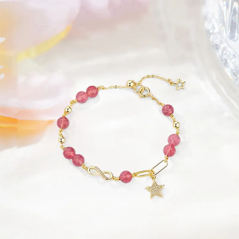 NRO Natural Strawberry Quartz Bracelets Women's-3