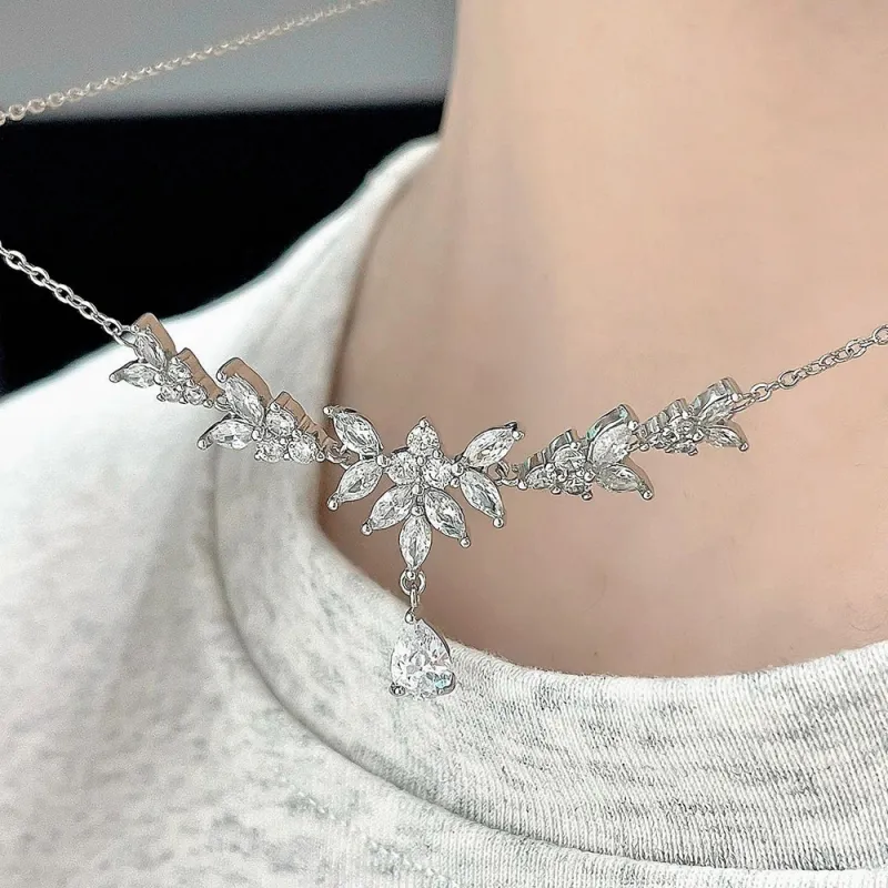 ZWU Sterling Silver Versatile Style Fashion Collarbone Chain Women's-2