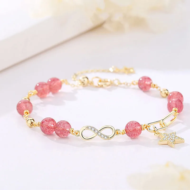 NRO Natural Strawberry Quartz Bracelets Women's-1