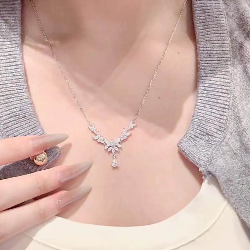 ZWU Sterling Silver Versatile Style Fashion Collarbone Chain Women's-1