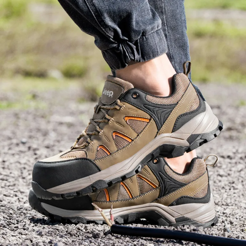 Jeep Slip Resistant And Abrasion Resistant Coverage Low Top Safety Shoes, Outdoor Shoes Unisex Khaki-5