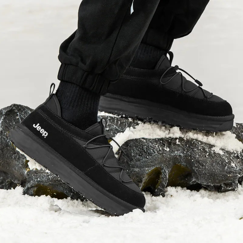 Jeep Thermal Coverage Height Increasing Balance Abrasion Resistant Slip Resistant Ankle Length Snow Boots Men's Black-7