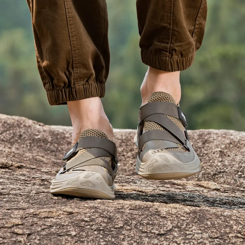 Jeep Abrasion Resistant Lightweight Breathable Quick Dry Slip Resistant Odor Resistant River Trekking Shoes Men's Khaki-6