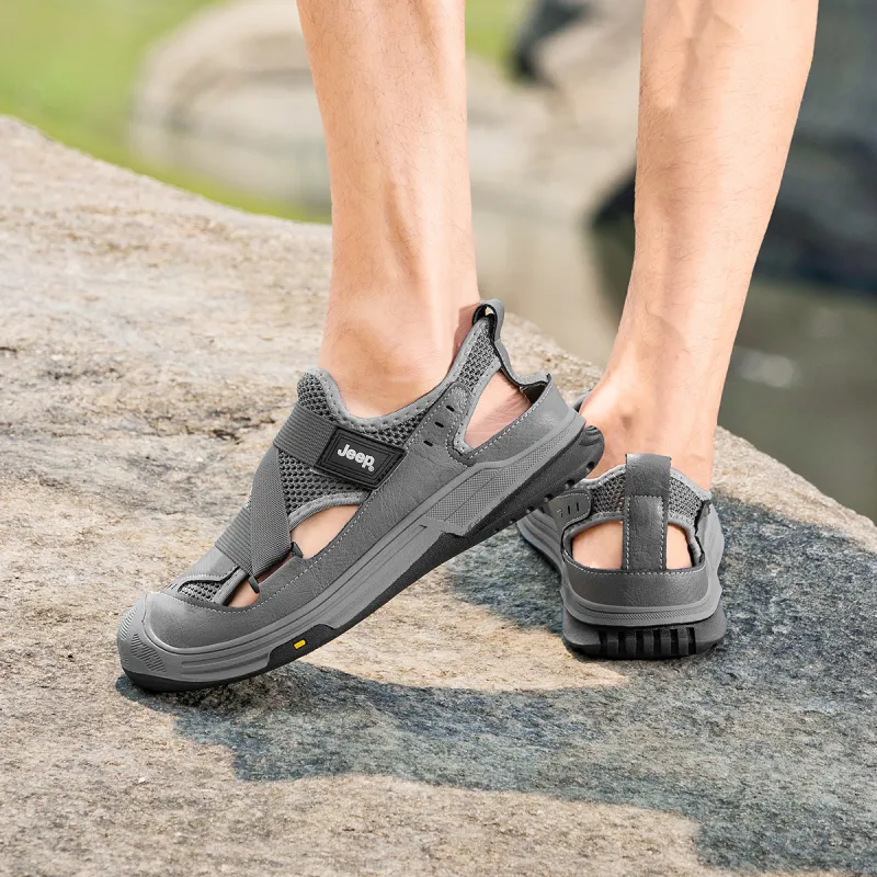 Jeep Abrasion Resistant Lightweight Breathable Quick Dry Slip Resistant Odor Resistant River Trekking Shoes Men's Gray-7