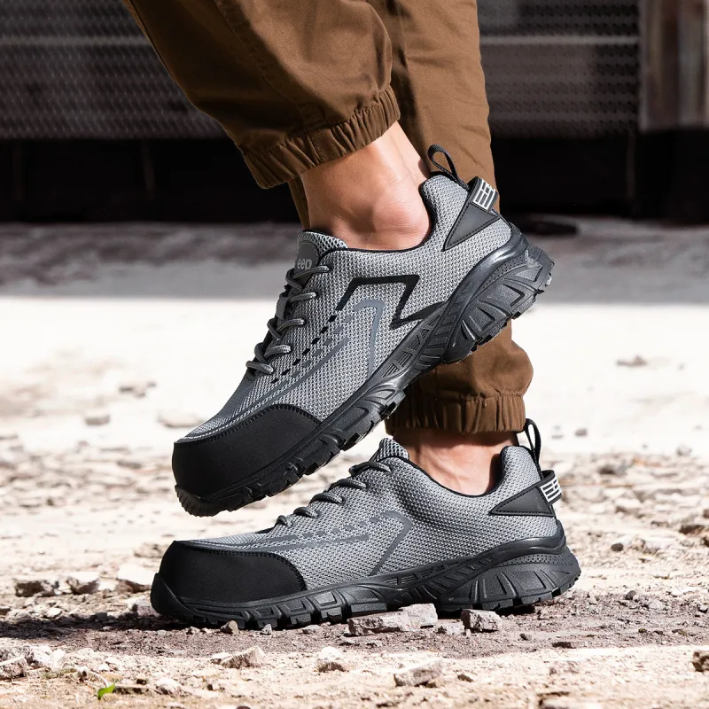Jeep Anti Slip And Wear Resistant Coverage Low Top Labor Shoes Outdoor Shoes Unisex Gray-5