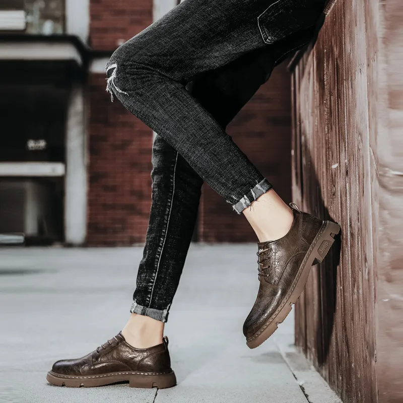 Jeep Leather Casual Shoes Men's Black-10