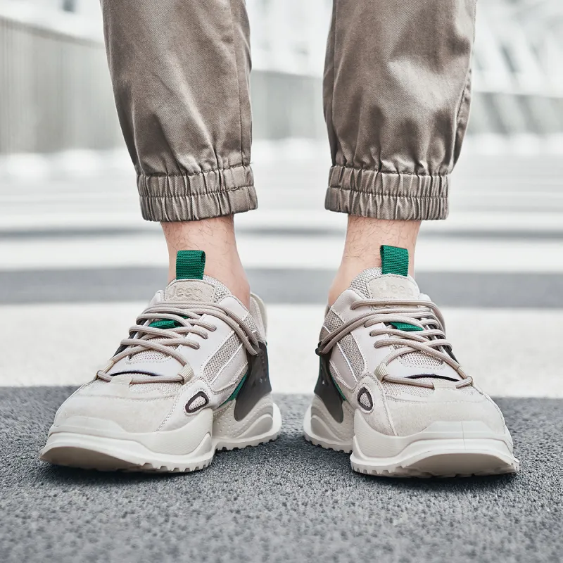Jeep Cushioning Rebound Height Increasing Abrasion Resistant Lightweight Slip Resistant Low Top Casual Shoes Men's Sand-5