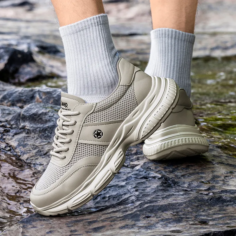 Jeep Outdoor Life Rebound Height Increasing Grip Support Abrasion Resistant Slip Resistant Low Top Hiking Shoes Men's-5